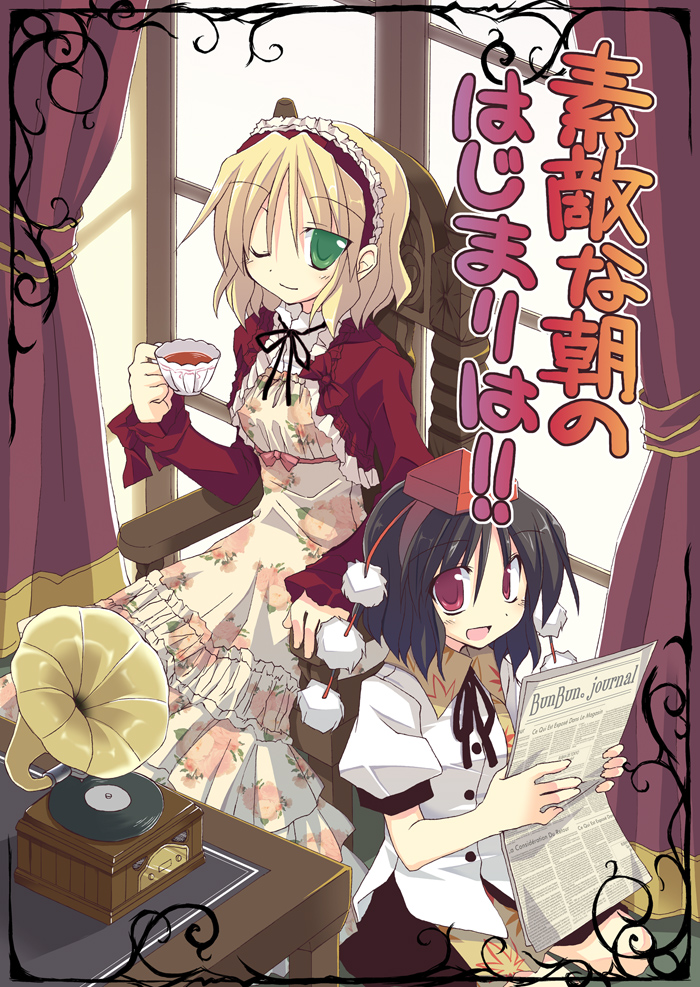 alice margatroid and shameimaru aya (touhou) drawn by satou_kibi