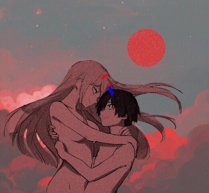 zero two and hiro (darling in the franxx) drawn by zerokiller002
