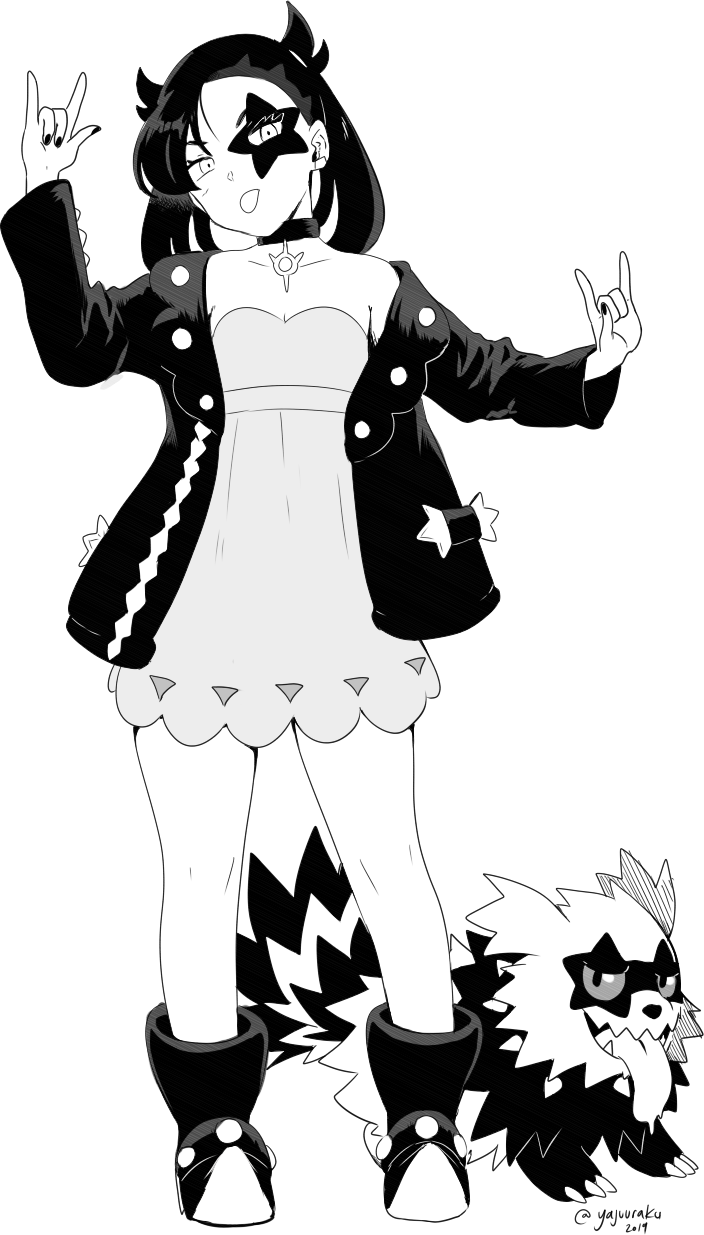 marnie and galarian zigzagoon (pokemon and 1 more) drawn by yajuuraku