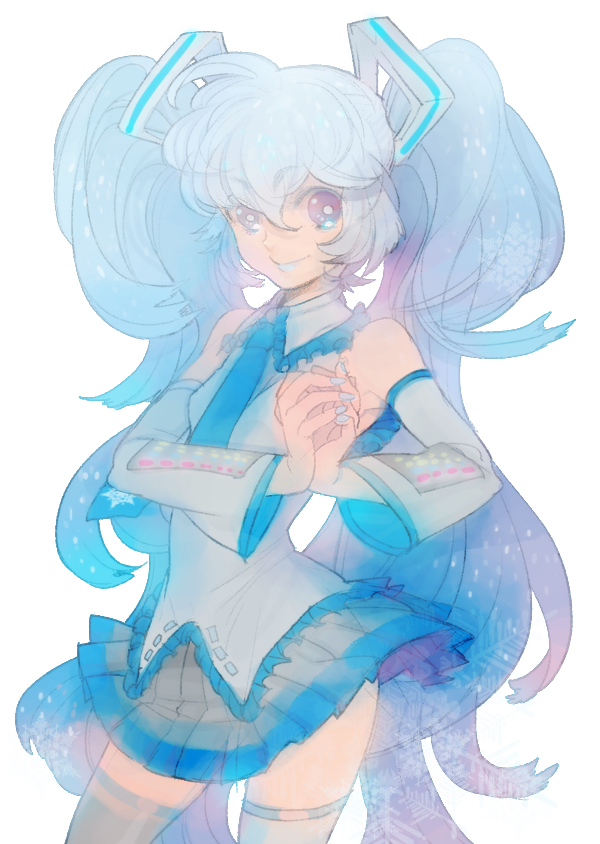 hatsune miku and yuki miku (vocaloid) drawn by maruco