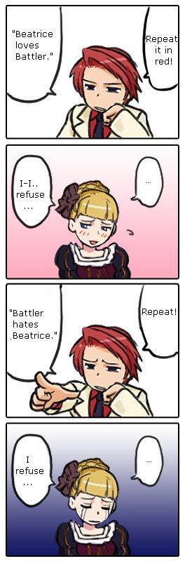 beatrice and ushiromiya battler (umineko no naku koro ni) drawn by ikeda_(cpt)