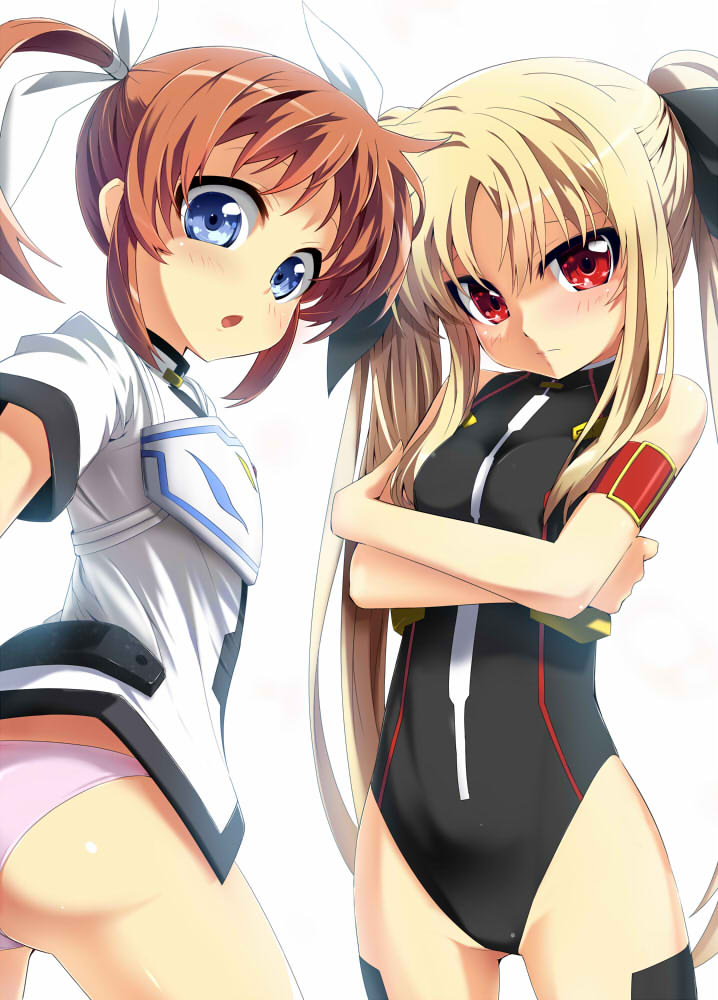 fate testarossa and takamachi nanoha (lyrical nanoha and 3 more) drawn by grune