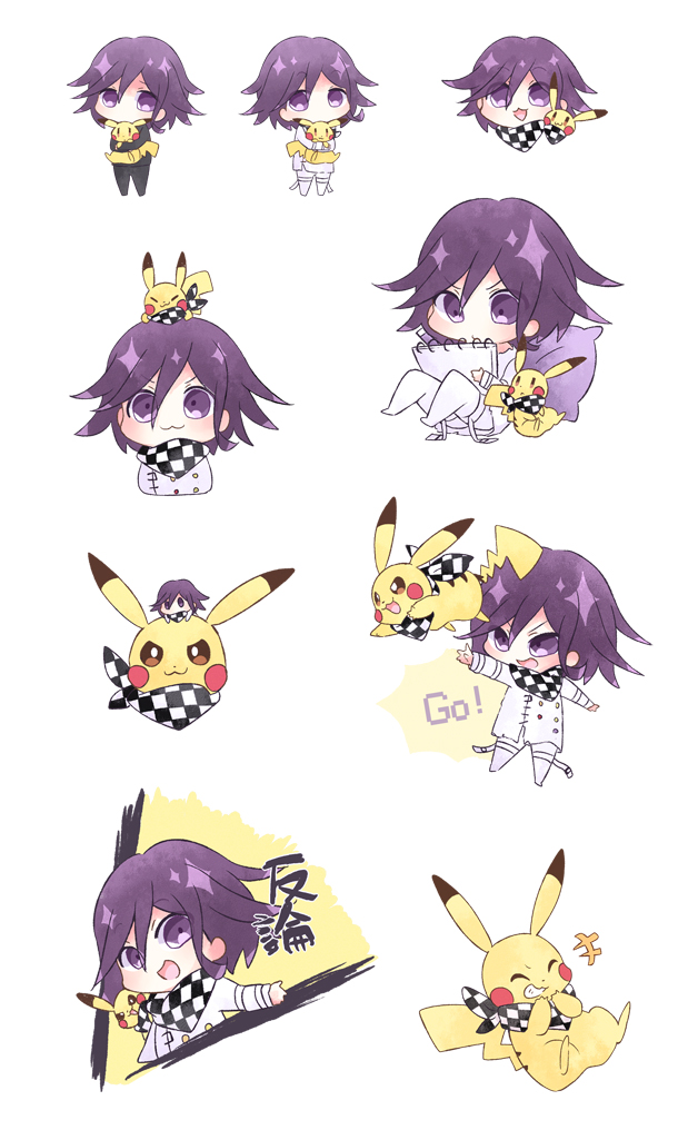 pikachu and oma kokichi (pokemon and 2 more) drawn by akasaka_(qv92612)