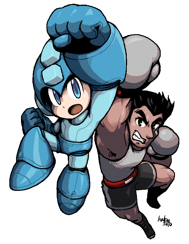 mega man and little mac (super smash bros. and 2 more) drawn by hakusoto