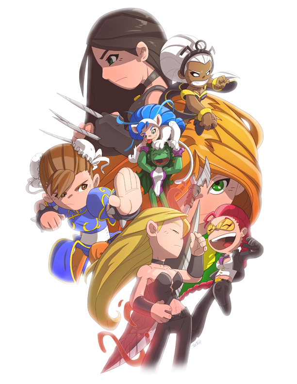 chun-li, felicia, crimson viper, storm, she-hulk, and 4 more (street fighter and 6 more) drawn by dax_gordine