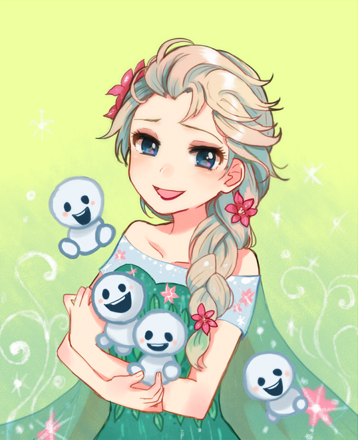 elsa and snowgie (frozen and 1 more) drawn by ogura_(onigiritakusan)