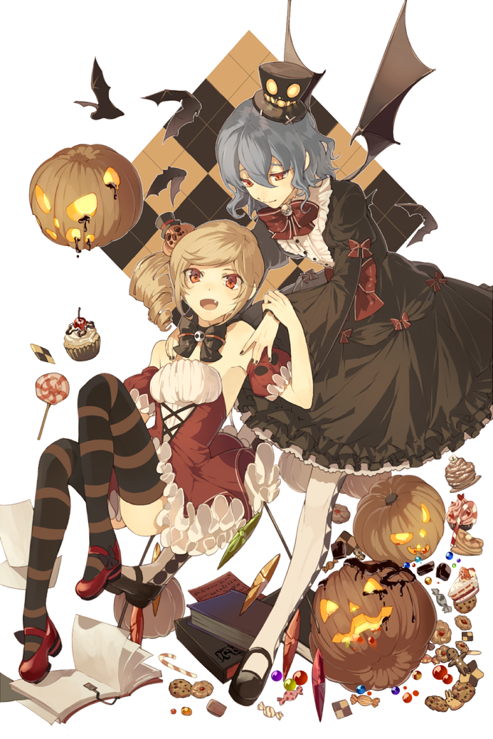 remilia scarlet and flandre scarlet (touhou) drawn by pig_ggul