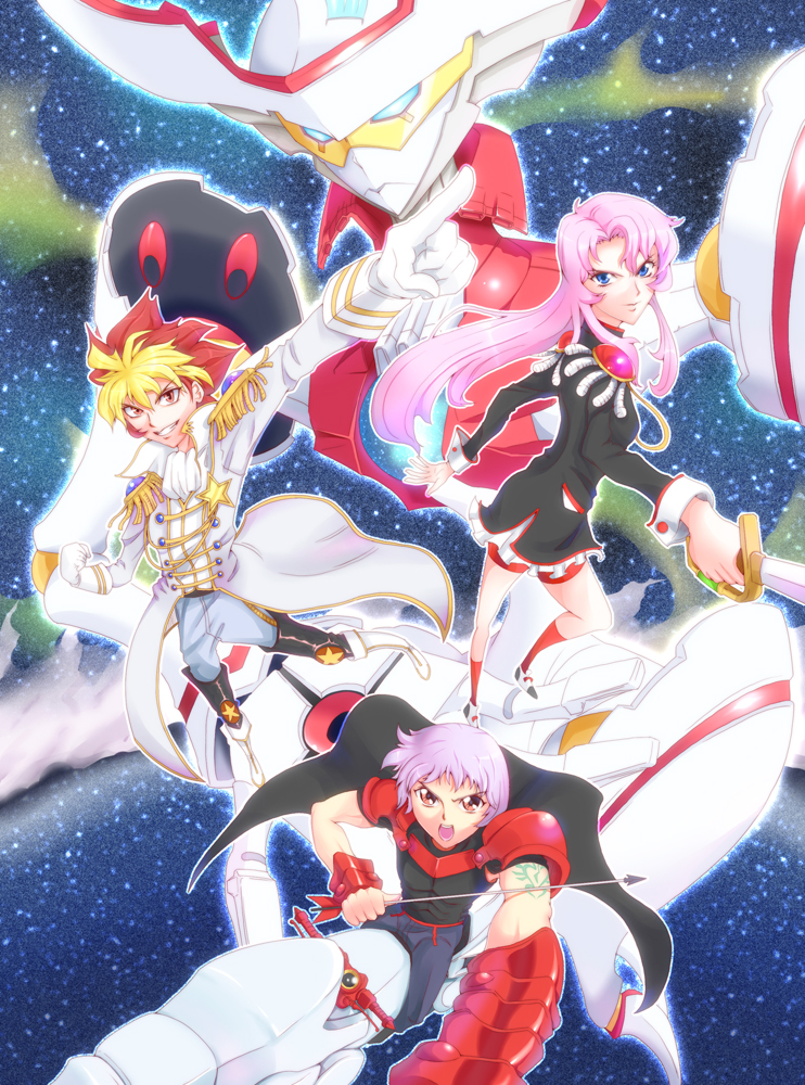 tenjou utena, tsunashi takuto, tauburn, and bocca serenade (shoujo kakumei utena and 2 more) drawn by echoes7