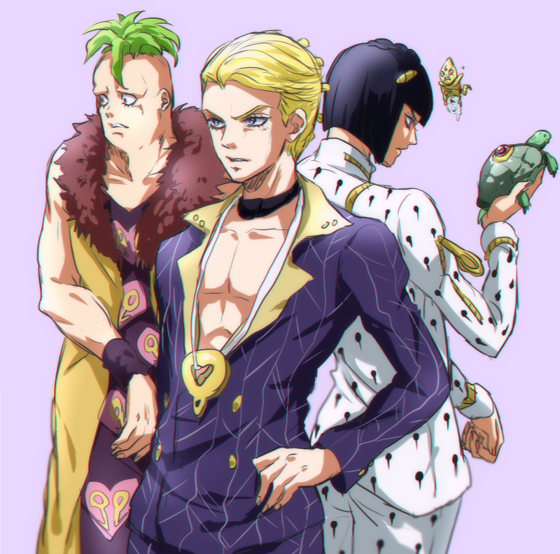 bruno bucciarati, prosciutto, pesci, sex pistols, and coco jumbo (jojo no kimyou na bouken and 1 more) drawn by kamu_(simp3)