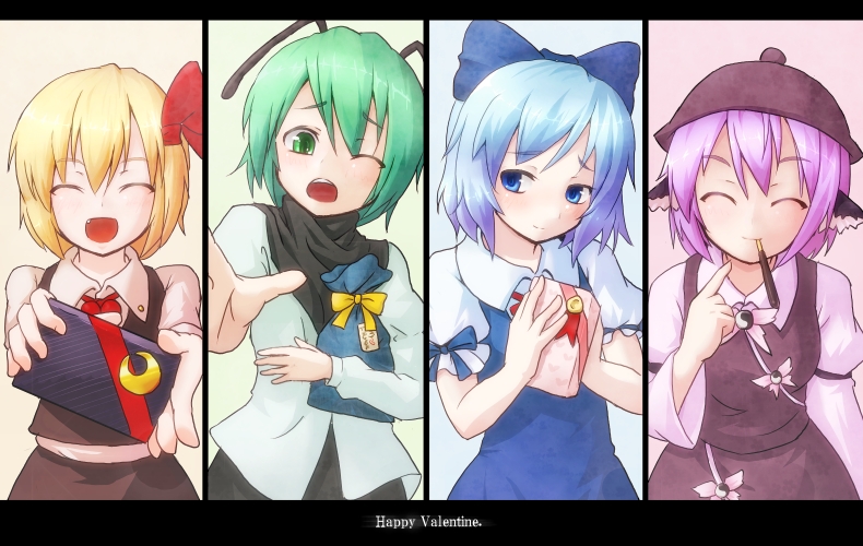 cirno, rumia, mystia lorelei, and wriggle nightbug (touhou) drawn by ayagi_daifuku