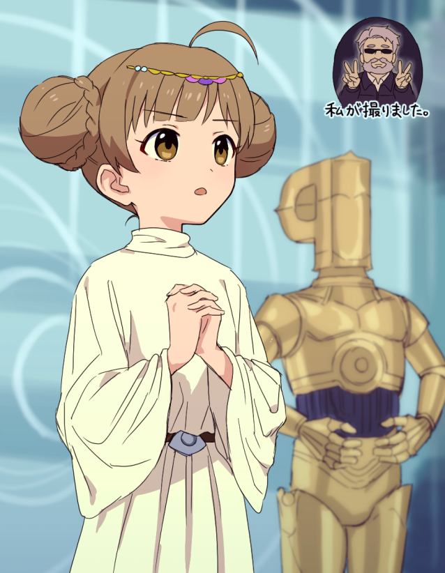 producer, p-head producer, hakozaki serika, princess leia, c-3po, and 1 more (idolmaster and 4 more) drawn by fukakuteisei