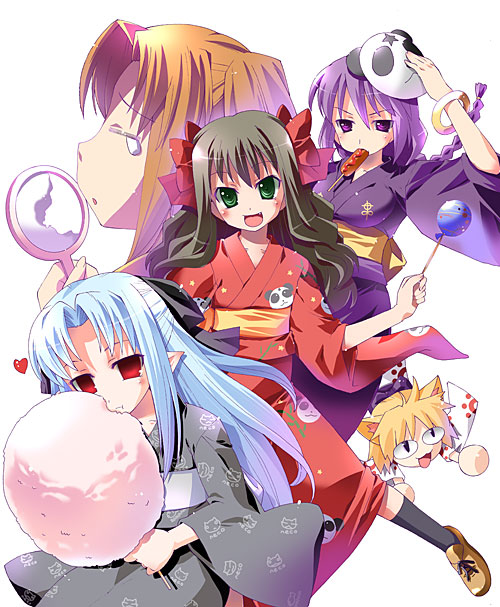 len, sion eltnam, neco-arc, yumizuka satsuki, sion eltnam atlasia, and 2 more (tsukihime and 1 more) drawn by imu_sanjo