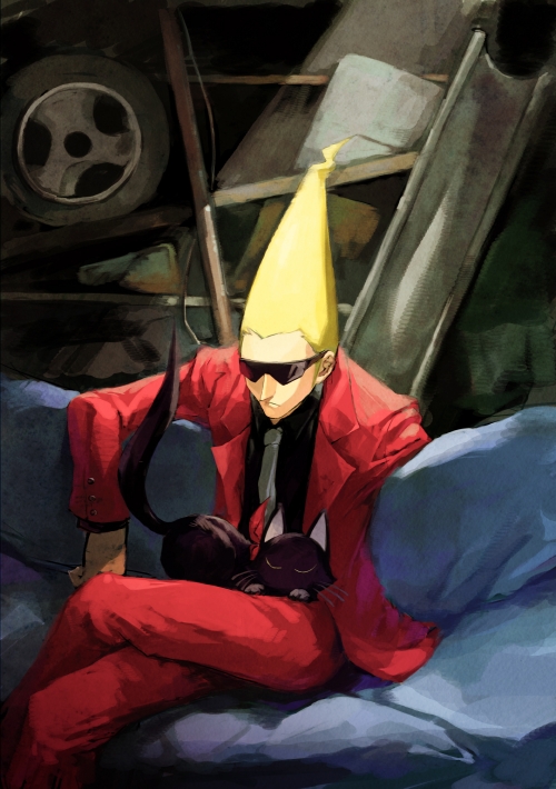 sissel and cat (ghost trick) drawn by kannazuki_yuu