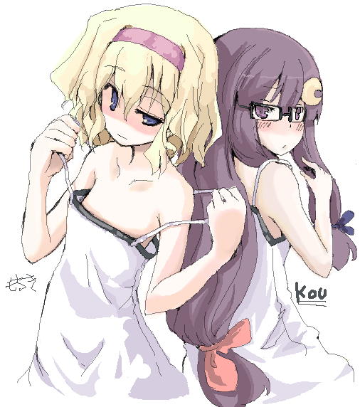 alice margatroid and patchouli knowledge (touhou) drawn by ko->u and mochiki