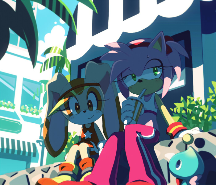 amy rose, cream the rabbit, neutral chao, and cheese (sonic and 1 more) drawn by kekani