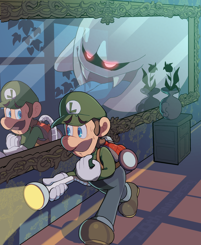 luigi and king boo (mario and 1 more) drawn by hoshikuzu_pan
