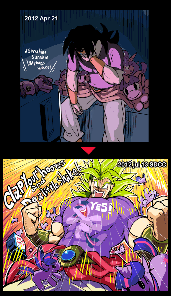 twilight sparkle and broly (dragon ball and 3 more) drawn by gashi-gashi