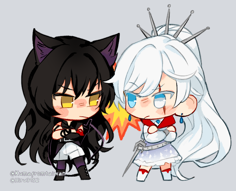weiss schnee and blake belladonna (rwby) drawn by hiru315 and kuma_(bloodycolor)