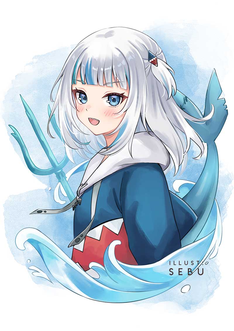 gawr gura (hololive and 1 more) drawn by sebu_illust