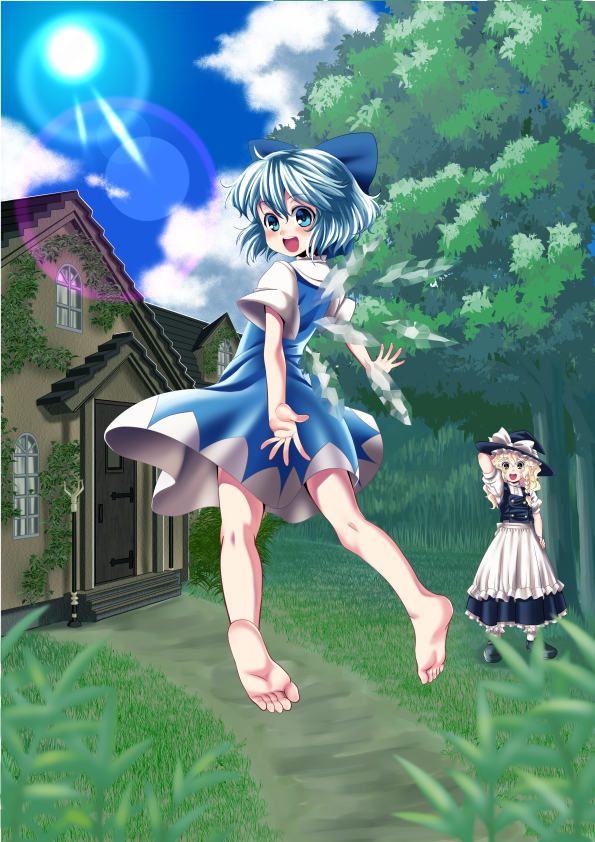 kirisame marisa and cirno (touhou) drawn by shishou_(absolute_area)