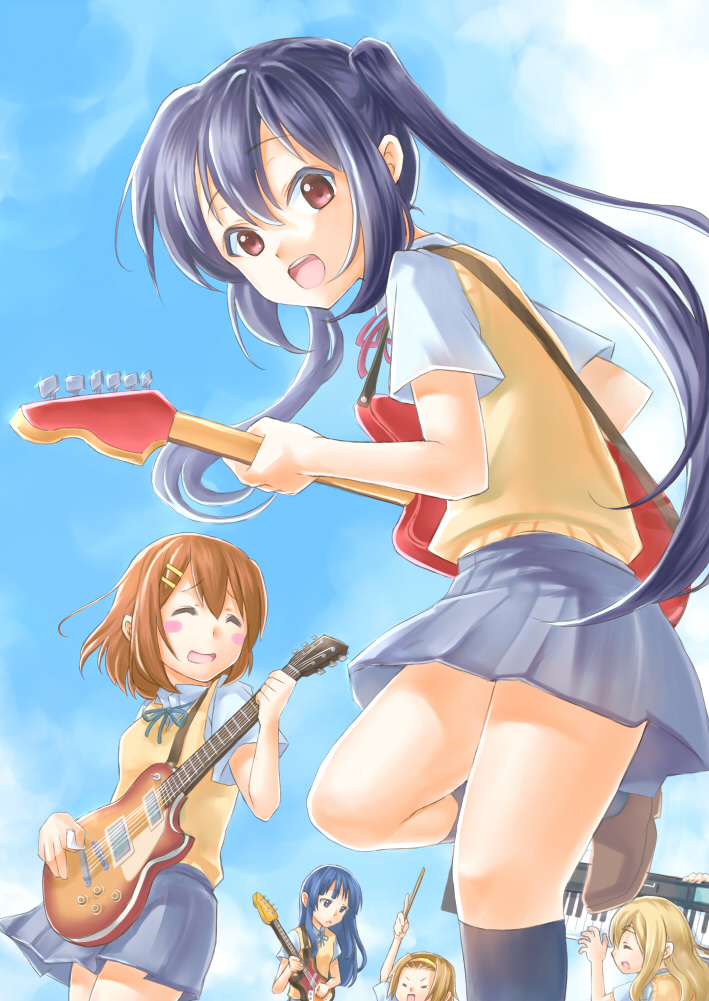 akiyama mio, nakano azusa, hirasawa yui, tainaka ritsu, and kotobuki tsumugi (k-on!) drawn by maruyama_en
