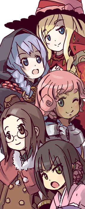 curse maker, gunner, bushidou, curse maker 2, paladin, and 5 more (sekaiju no meikyuu and 1 more) drawn by jitsu_hidari