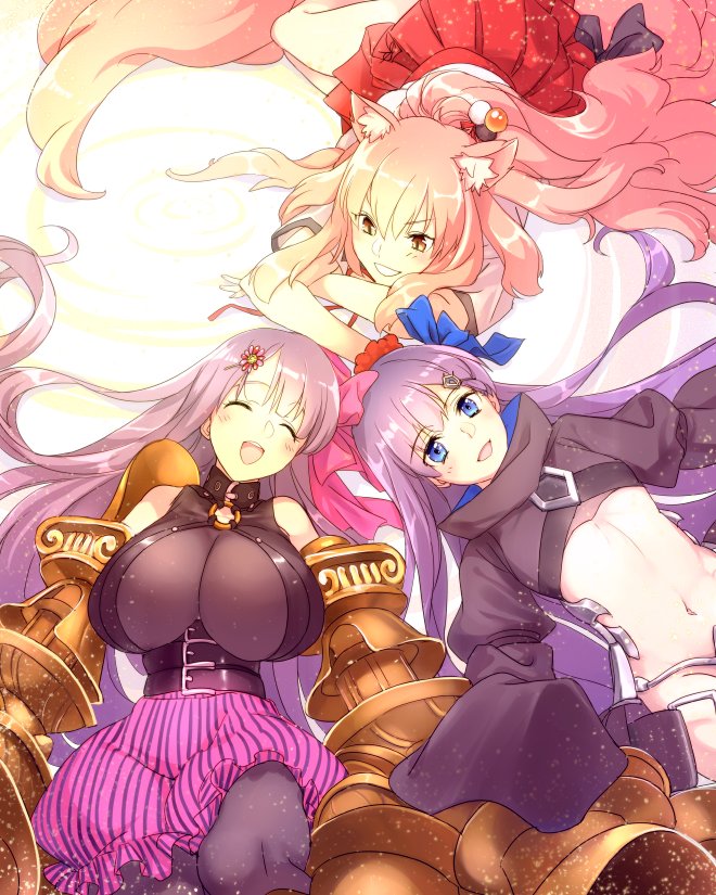 meltryllis, passionlip, and suzuka gozen (fate and 1 more) drawn by echo_(circa)
