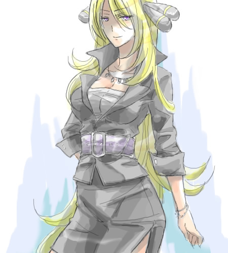 cynthia (pokemon and 1 more) drawn by natsu315