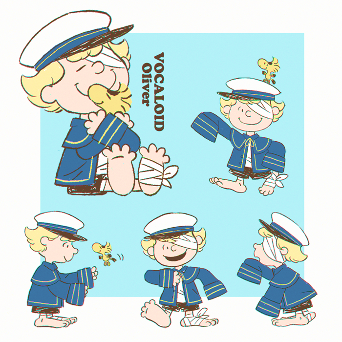 oliver, woodstock, and james (vocaloid and 1 more) drawn by asertr