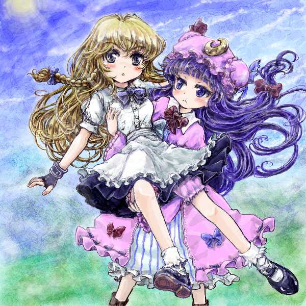 kirisame marisa and patchouli knowledge (touhou) drawn by nanashii_(soregasisan)