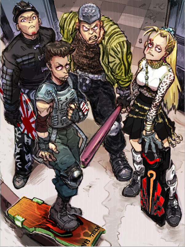griff tannen, whitey, spike, and data (back to the future and 1 more) drawn by gyosone