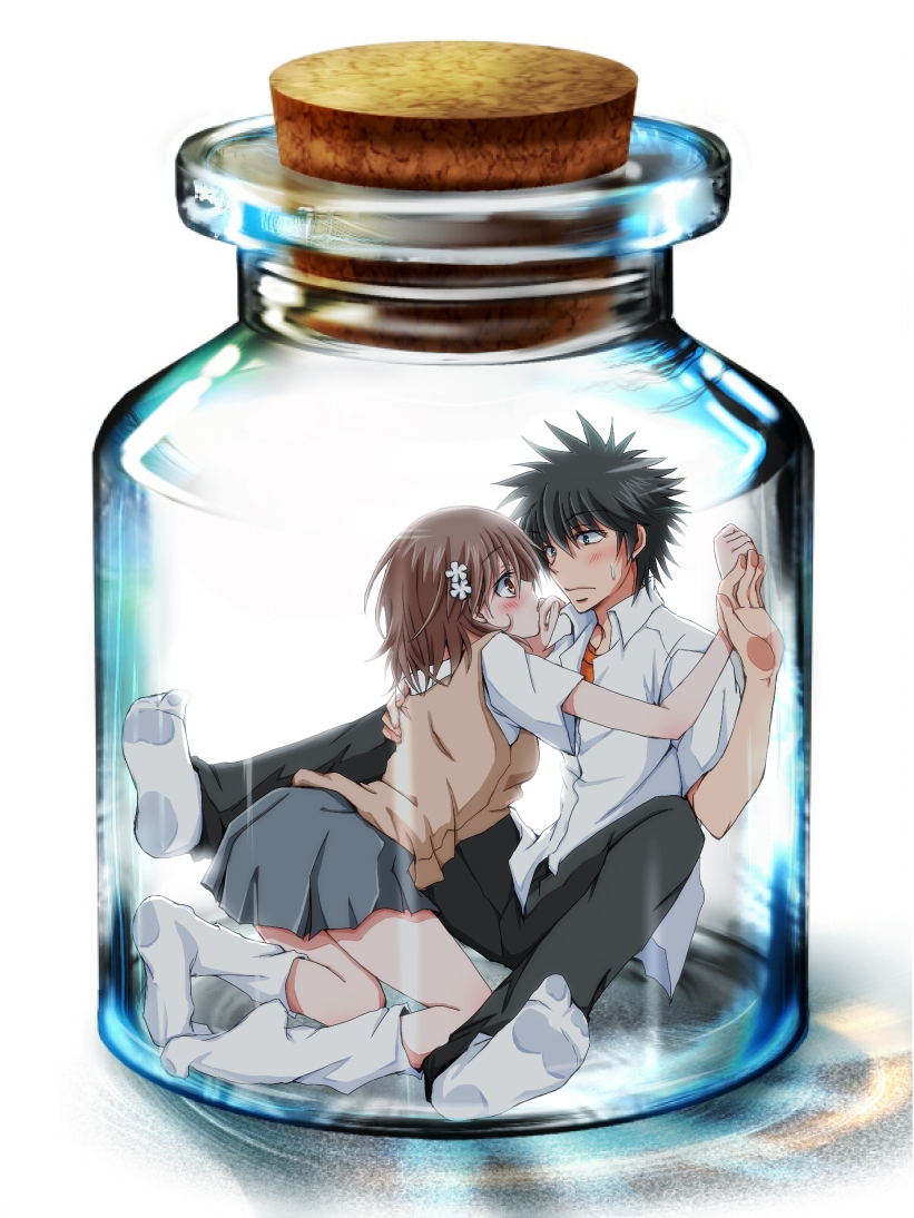 misaka mikoto and kamijou touma (toaru majutsu no index and 1 more) drawn by hiro_(hirohiro31)