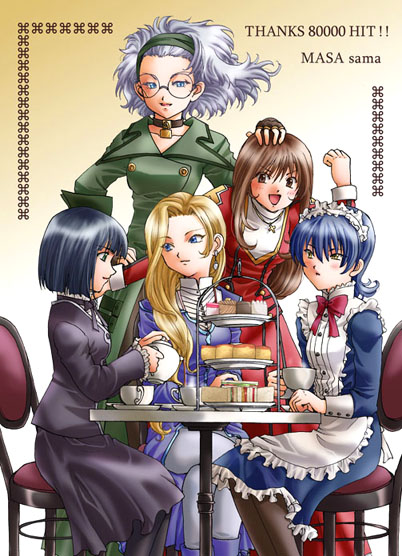 erica fontaine, glycine bleumer, lobelia carlini, kitaooji hanabi, and mell raison (sakura taisen and 1 more) drawn by sirotuka_lambda