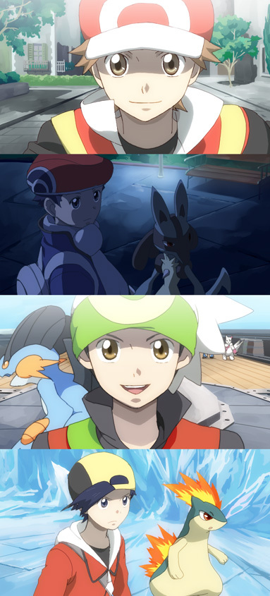 red, ethan, lucario, brendan, lucas, and 2 more (pokemon and 6 more) drawn by niimura_(csnel)