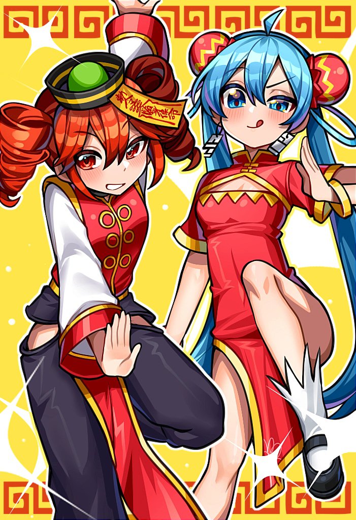 hatsune miku and kasane teto (vocaloid and 2 more) drawn by kakosa_sama
