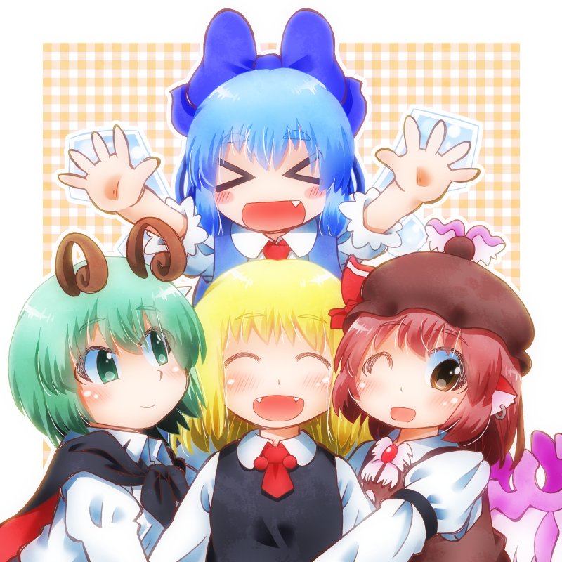 cirno, rumia, mystia lorelei, and wriggle nightbug (touhou) drawn by matty_(zuwzi)