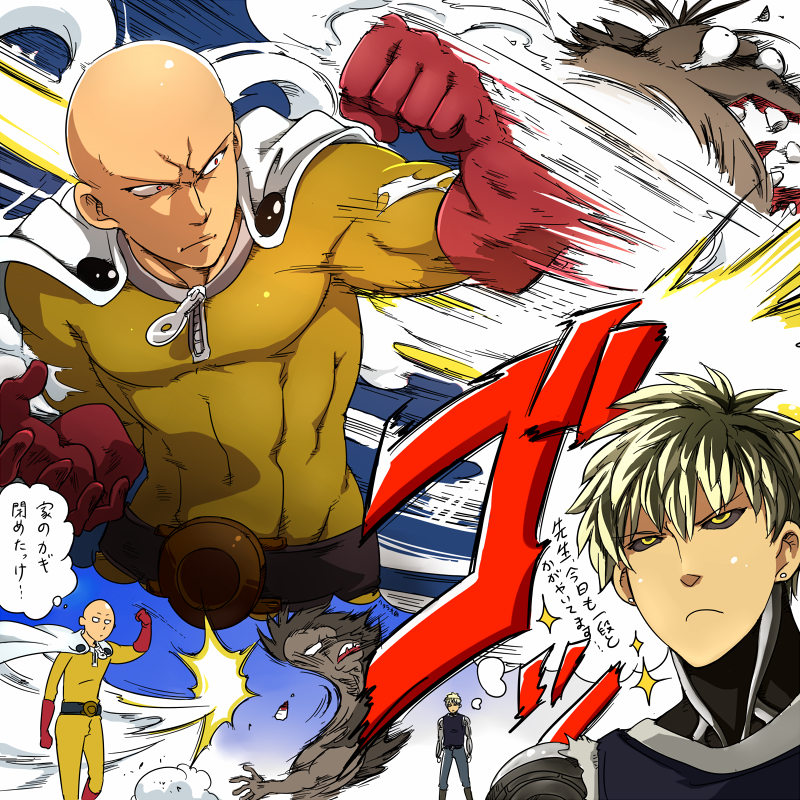 saitama and genos (one-punch man) drawn by hataraki_ari