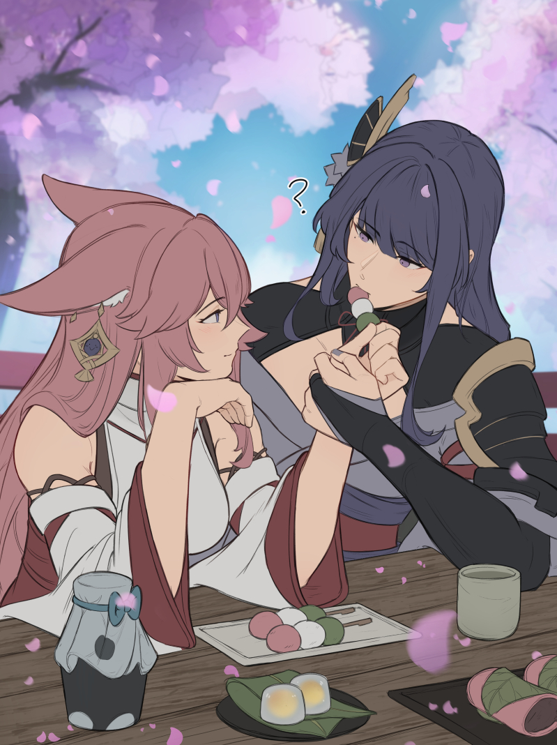 raiden shogun and yae miko (genshin impact) drawn by piethepiegod