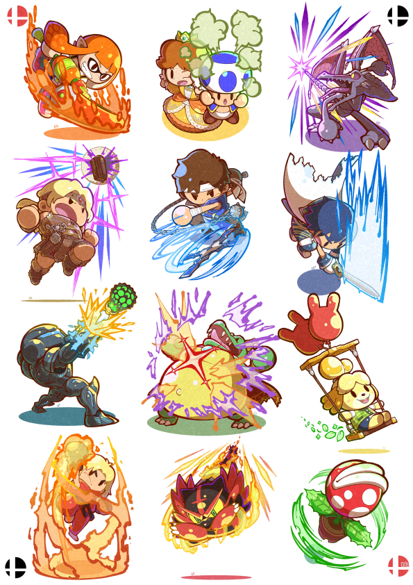 inkling player character, inkling girl, princess daisy, isabelle, chrom, and 10 more (pokemon and 13 more) drawn by 04sora40