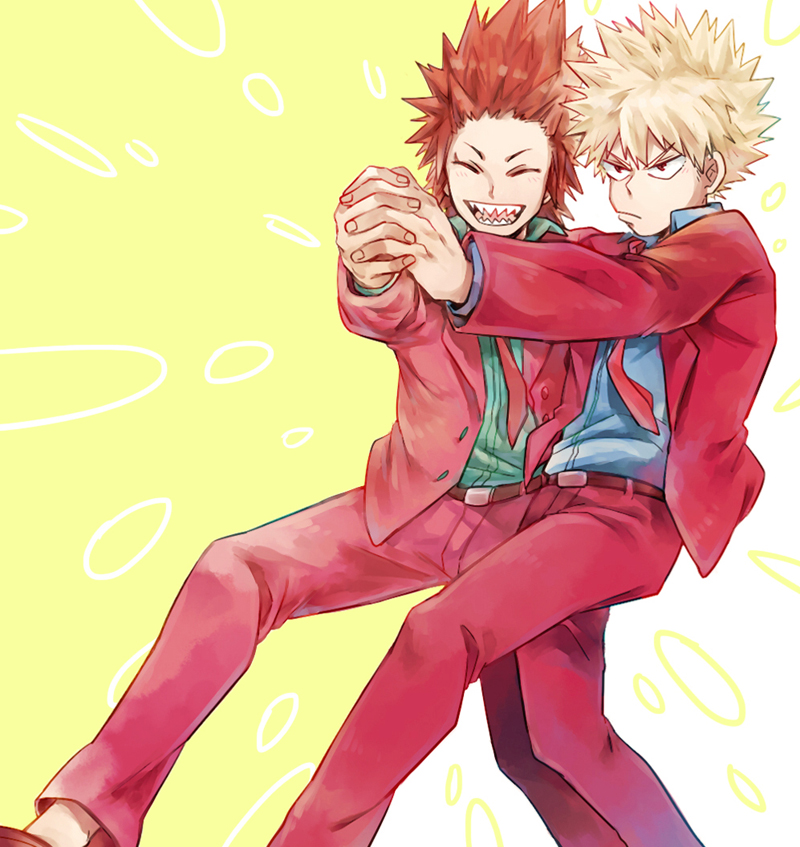 bakugou katsuki and kirishima eijiro (boku no hero academia) drawn by reiquil