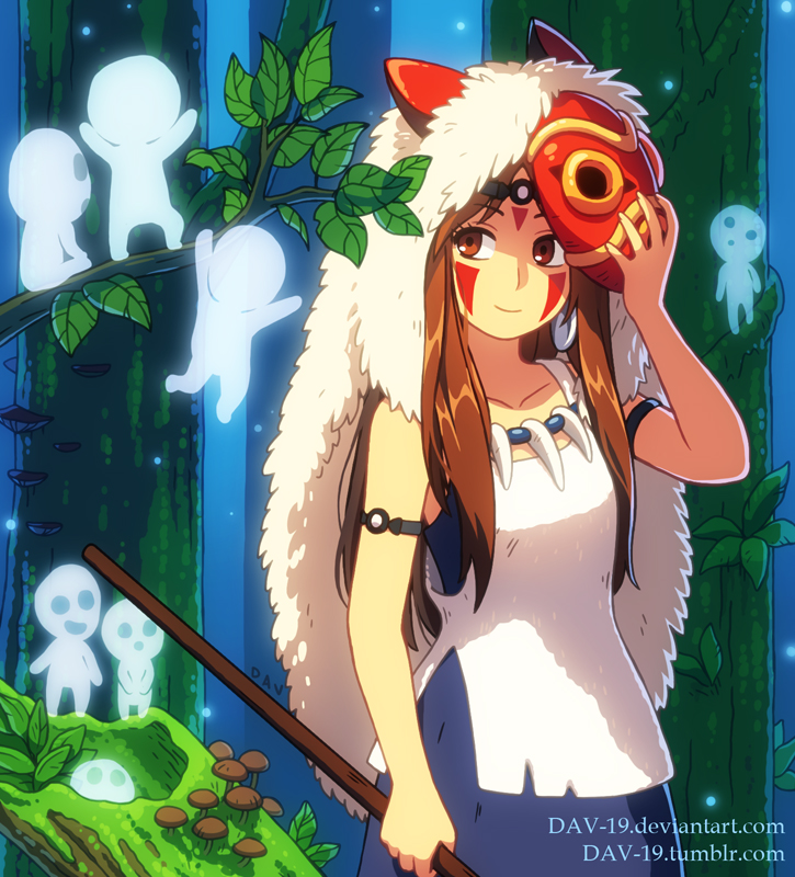 san and kodama (mononoke hime) drawn by dav-19