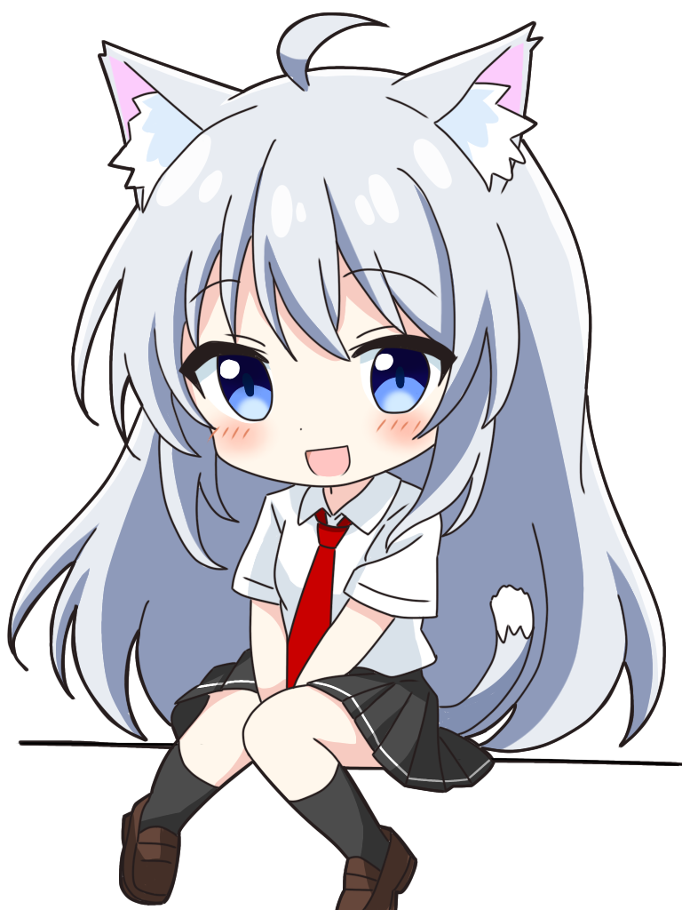 grey-haired cat girl (original) drawn by kotatsu-mazoku