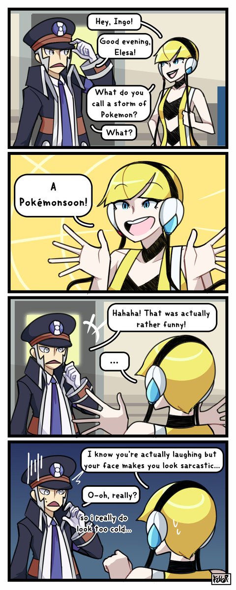 elesa and ingo (pokemon and 1 more) drawn by fluorart