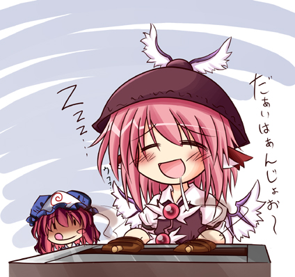 saigyouji yuyuko and mystia lorelei (touhou) drawn by makino_(ukiuo)