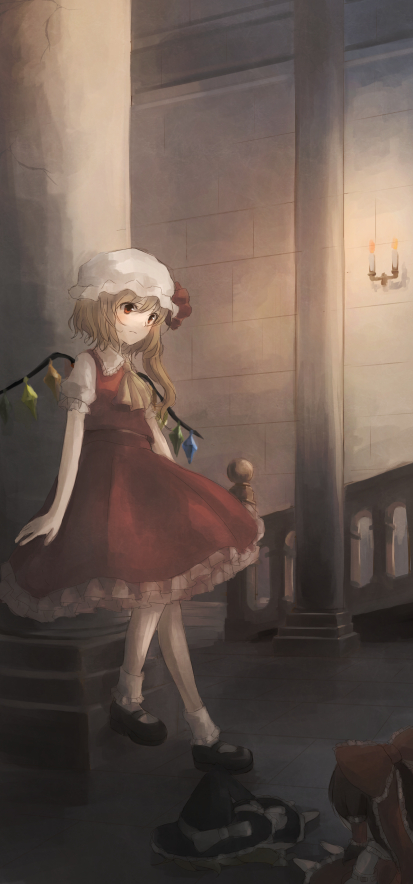 hakurei reimu, kirisame marisa, and flandre scarlet (touhou) drawn by tamae_(pixiv40276)