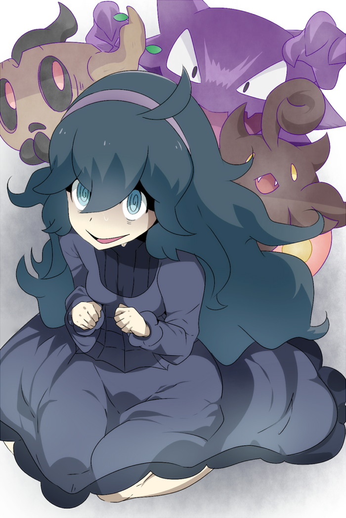 hex maniac, haunter, pumpkaboo, and phantump (pokemon and 1 more) drawn by lliillii