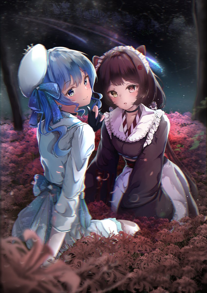 hoshimachi suisei and inui toko (hololive and 1 more) drawn by mika_uni