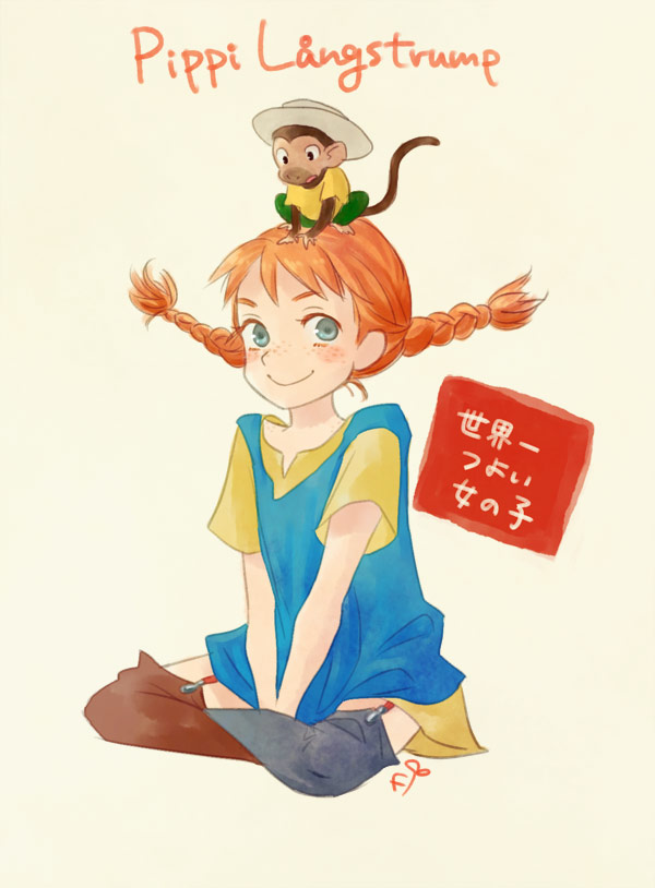pippi longstocking and mr. neilson (pippi longstocking) drawn by satou_futaba_(loose_leaf)