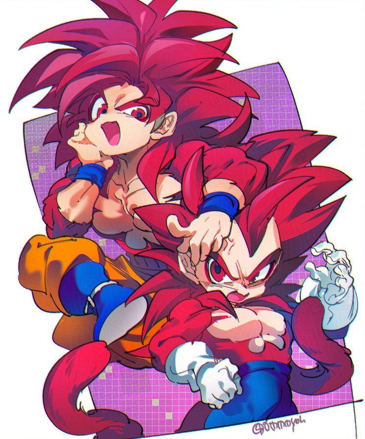 son goku and vegeta (dragon ball and 1 more) drawn by ommmyoh