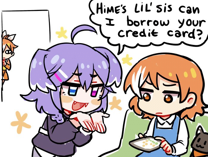 selen tatsuki and hime (nijisanji and 2 more) drawn by kataro